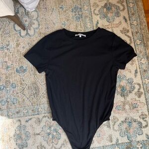 WeWoreWhat Black Textured Crewneck Bodysuit